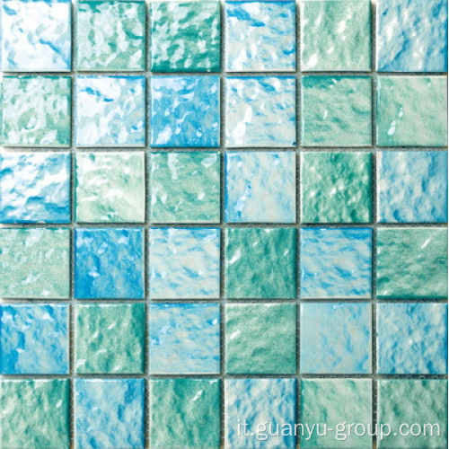 Mosaico in porcellana color verde e blu 6mm